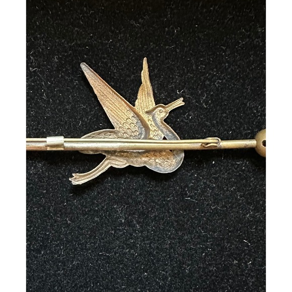 Antique Victorian Stork Bird Brooch 3.5" - Picture 5 of 6